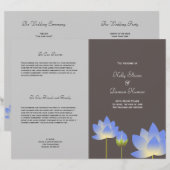 Programme de mariage gris moderne lotus bleu (Devant / Derrière)
