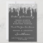 Programme de mariage gris paillettes argentées (Devant)