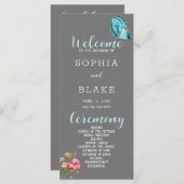 Programme de mariage gris Papillon Bleu jolie (Devant / Derrière)