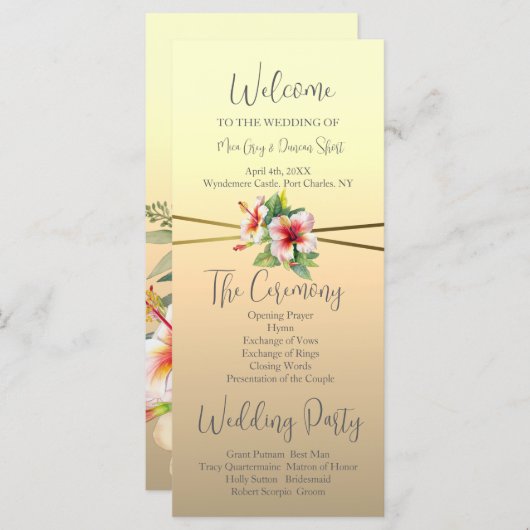 Programme de mariage hibiscus moderne (Devant / Derrière)