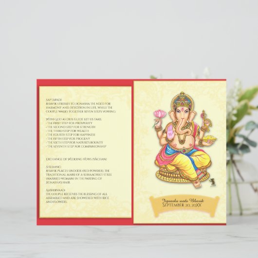 Programme de mariage hindou indien Ganesha (Debout devant)
