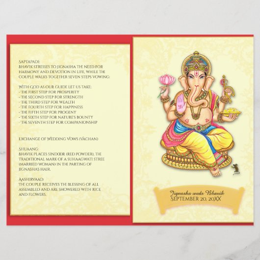 Programme de mariage hindou indien Ganesha (Devant)