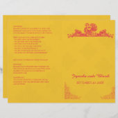 Programme de mariage hindou safran et rose paon (Devant / Derrière)