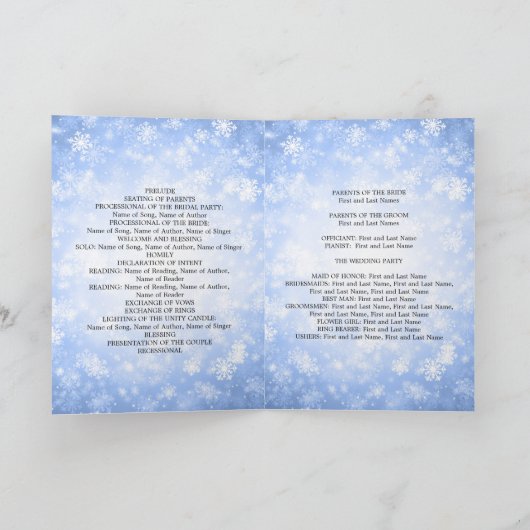 Programme de mariage Hiver bleu étincelant (Intérieur)