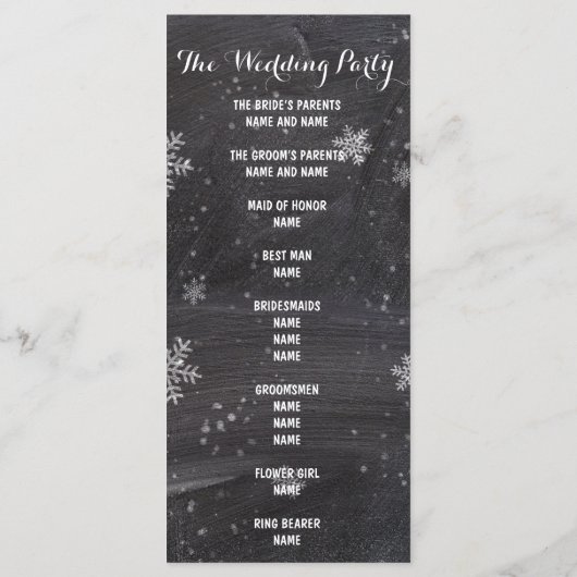 Programme de mariage hivernal de snowflacon (Dos)