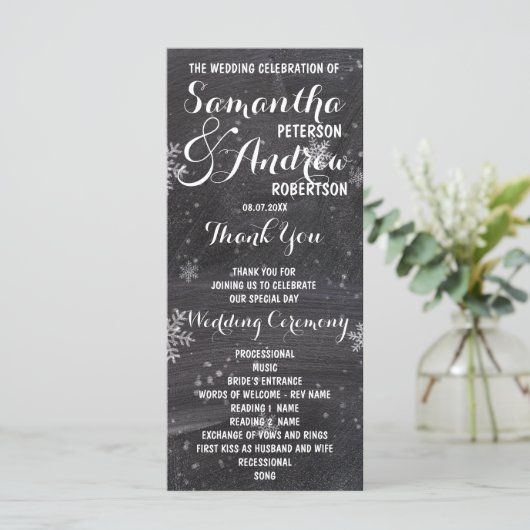 Programme de mariage hivernal de snowflacon (Debout devant)