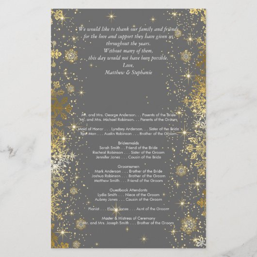 programme de mariage hivernal élégant Circulaire d (Dos)