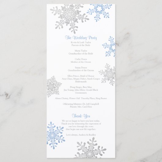 Programme de mariage hivernal Lapis Blue Silver (Dos)