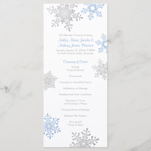 Programme de mariage hivernal Lapis Blue Silver (Devant)
