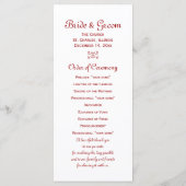 Programme de mariage hivernal Red Bows (Dos)