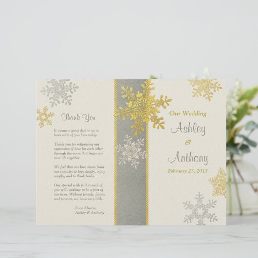 Programme de mariage hivernal Silver Gold Snowflak (Debout devant)
