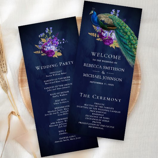 Programme de mariage indien floral bleu violet ave