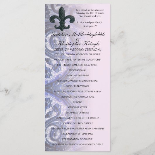 programme de MARIAGE indigo/rose "fer fleur de lis (Devant)