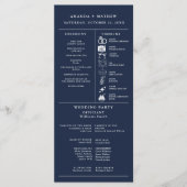 Programme de mariage infographique bleu marine (Devant)