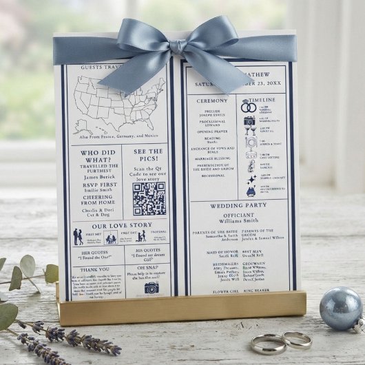 Programme de mariage infographique bleu marine