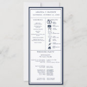 Programme de mariage infographique bleu marine (Devant)