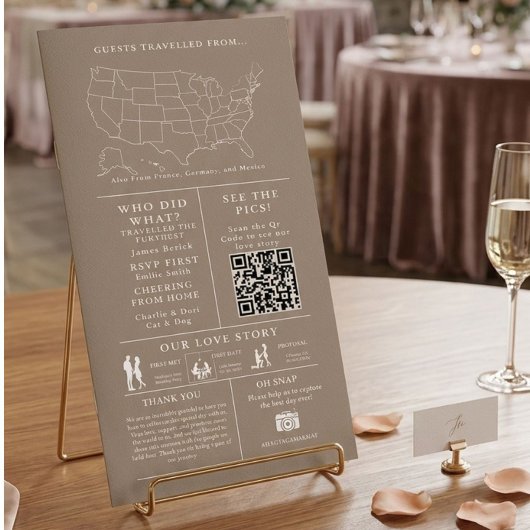 Programme de mariage infographique Brun Taupe