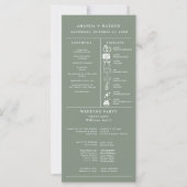 Programme de mariage infographique vert sauge (Devant)