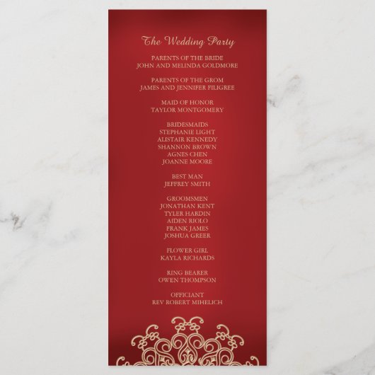 Programme de mariage inspiré des Indiens rouges et (Dos)