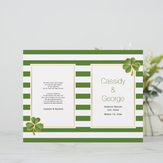 Programme de mariage irlandais à rayures vertes (Debout devant)