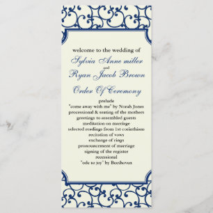 programme de mariage ivoire et bleu royal