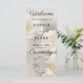 Programme de mariage ivoire et gris à motif floral (Debout devant)