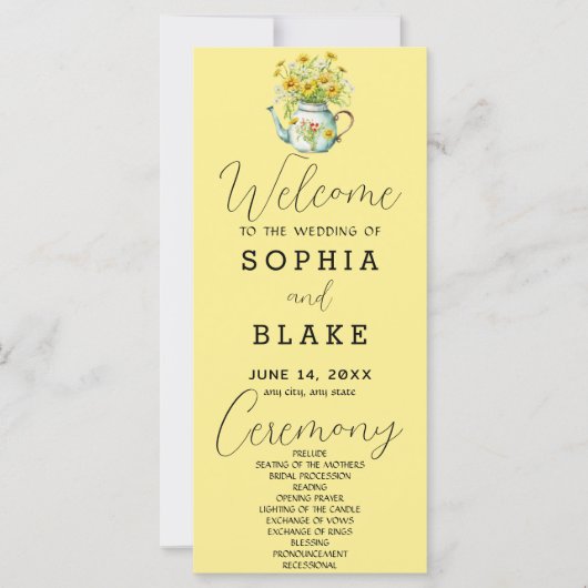 Programme de mariage jaune bébé Marguerites Campag (Devant)