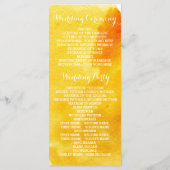 Programme de mariage jaune d'aquarelle moderne (Dos)