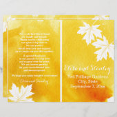 Programme de mariage jaune d'aquarelle moderne (Devant / Derrière)