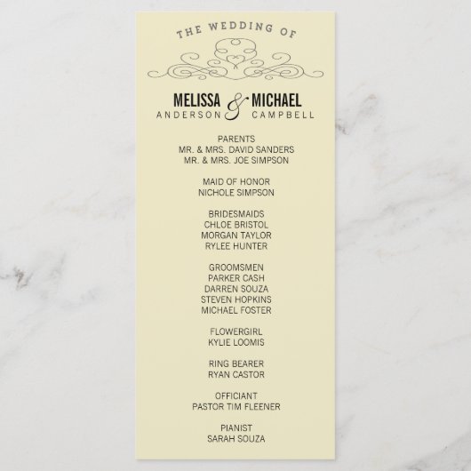 PROGRAMME DE MARIAGE JAUNE | ÉLÉGANCE vintage (Dos)