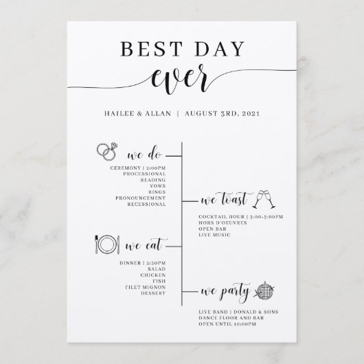 Programme de Mariage Jour J Calendrier (Devant)