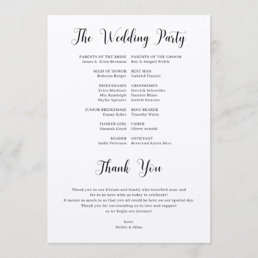 Programme de Mariage Jour J Calendrier (Dos)