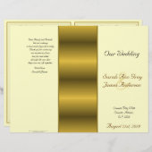 Programme de mariage juif en crème et or (Devant / Derrière)