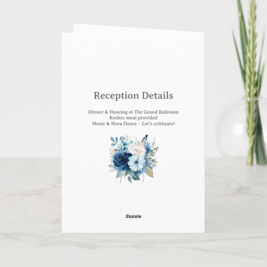Programme de mariage juif floral bleu (Dos)
