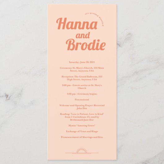 Programme de mariage juste à la pêche (Devant)