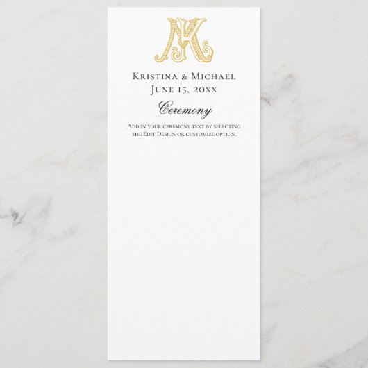 Programme de mariage KM Monogramme ou MK Monogramm (Devant)