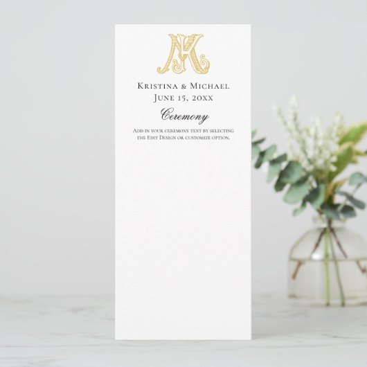 Programme de mariage KM Monogramme ou MK Monogramm (Debout devant)