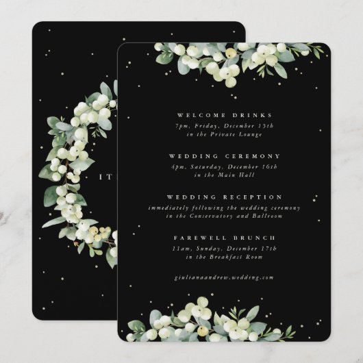 Programme de mariage Large Black Snowberry + Eucal (Devant / Derrière)