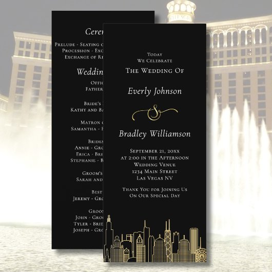 Programme de mariage Las Vegas Black Gold White Sk