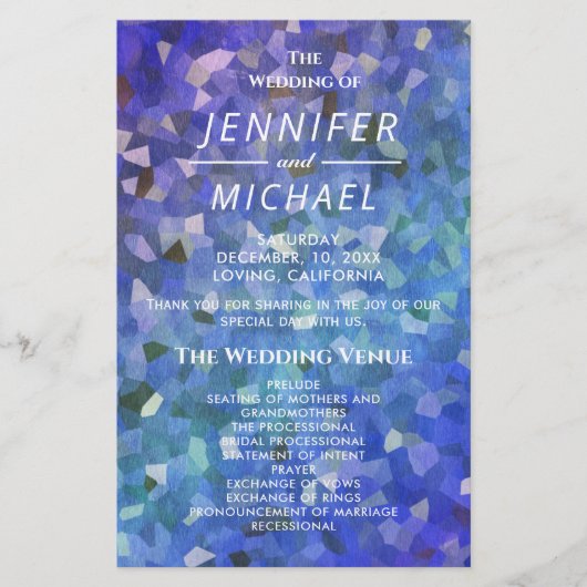 Programme de mariage | Lavande bleu cristal (Devant)