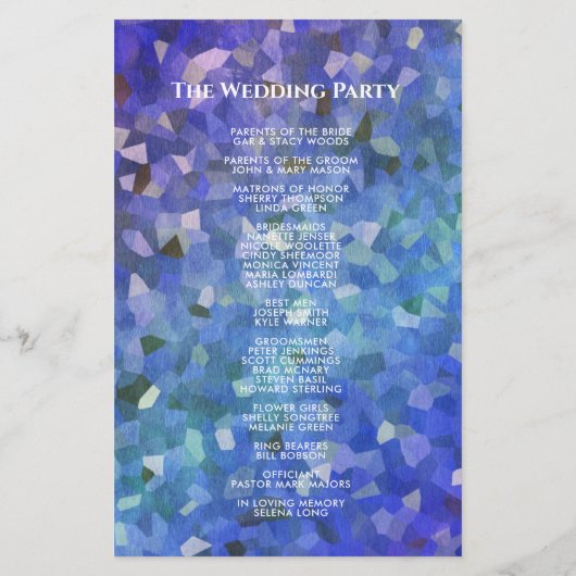 Programme de mariage | Lavande bleu cristal (Dos)