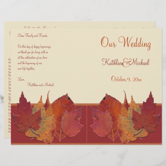 Programme de mariage Leaves II Automne (Devant / Derrière)