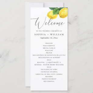 Programme de mariage Lemon Grove   Cérémonie des a
