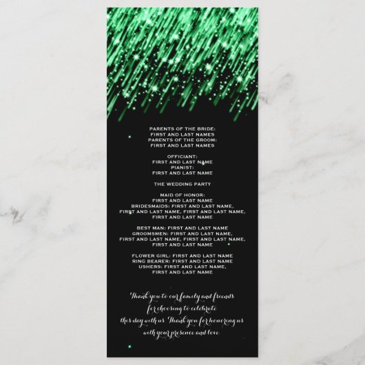 Programme de mariage Les étoiles "Emerald Green" (Dos)