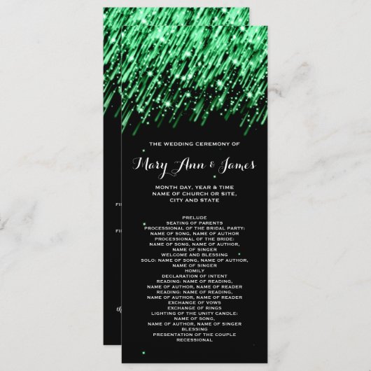 Programme de mariage Les étoiles "Emerald Green" (Devant / Derrière)