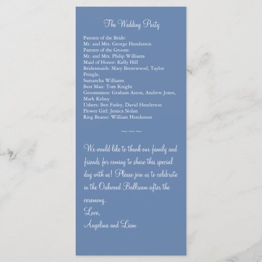 Programme de mariage Light Blue Twinkle Lights (Dos)