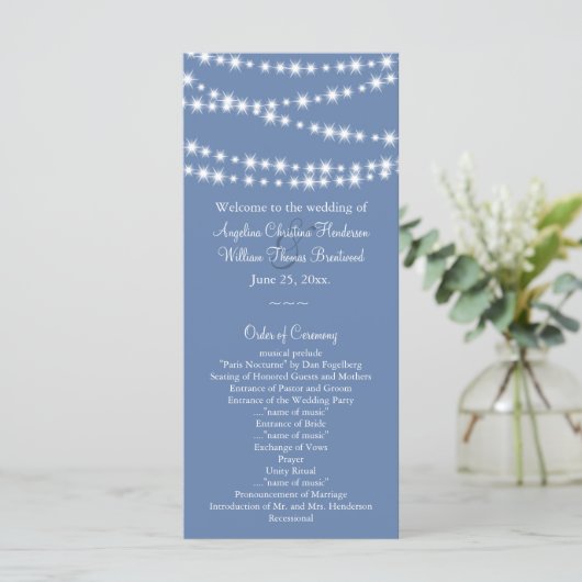 Programme de mariage Light Blue Twinkle Lights (Debout devant)