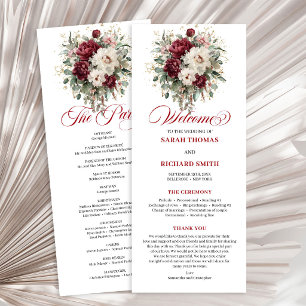 Programme de mariage long en or burgundy blush boh