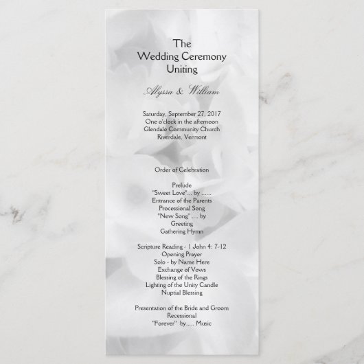 Programme de mariage long et noir et blanc abordab (Devant)