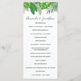 Programme de mariage Luau Hawaïen aquarelle Aloha
